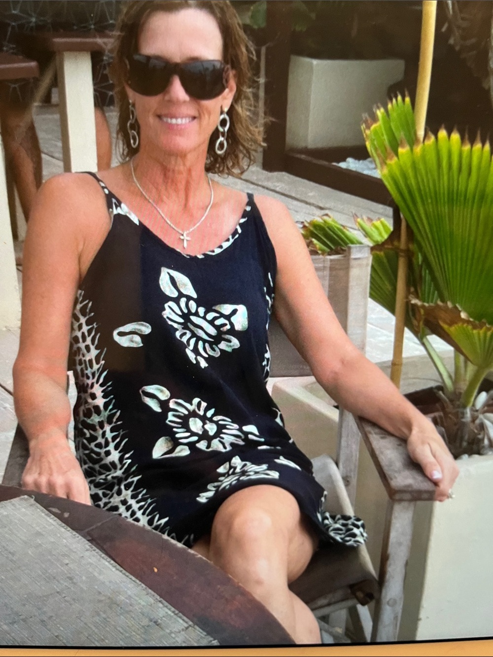 Black Floral-Print Mini Dress with Cream Accents